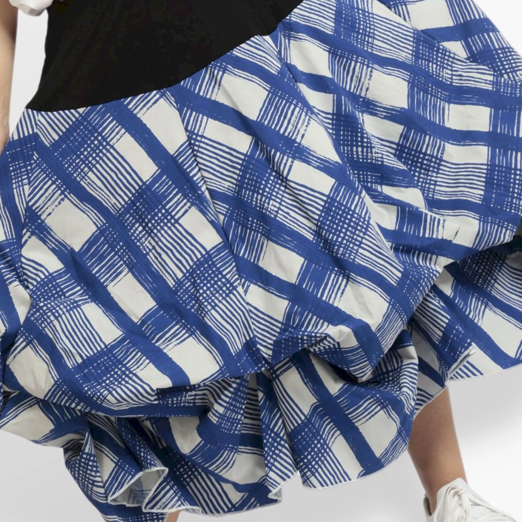 Summer skirt in balloon shape made of airy poplin quality, Arabella in blue-gray