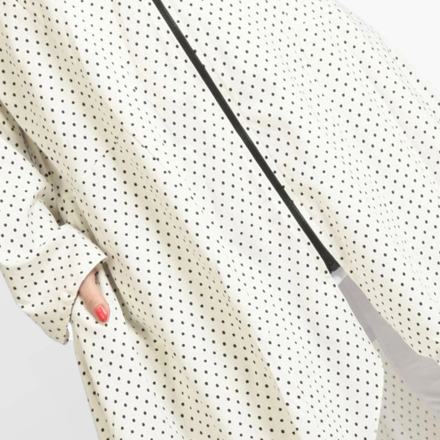 Sommer Mantel in gerundeter Form aus stretcher Bengaline Qualität, Gemma in Weiß-Schwarz