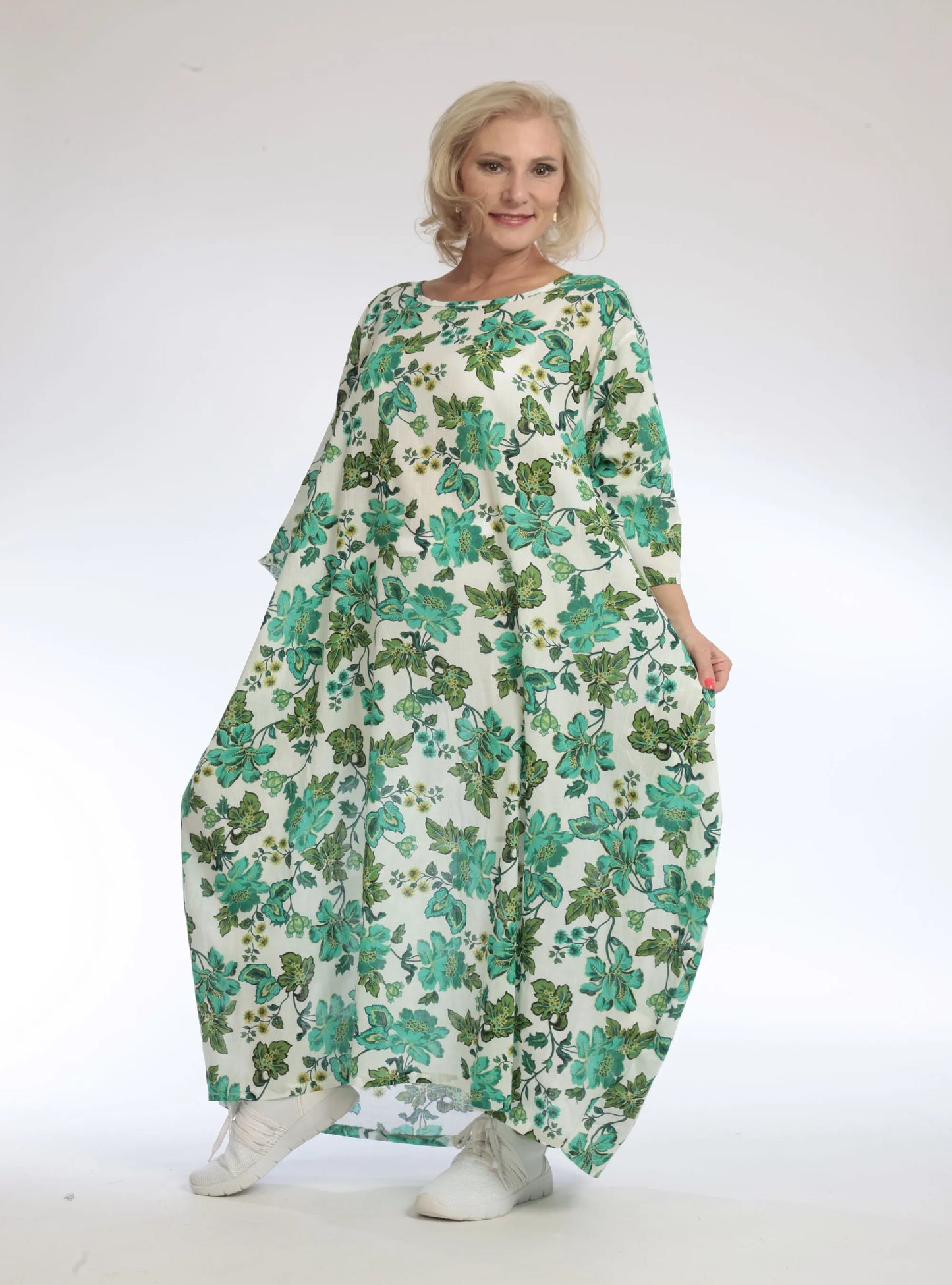 Sommer Kleid in Ballon Form aus leichter Mousseline Qualität, Azure in Grün