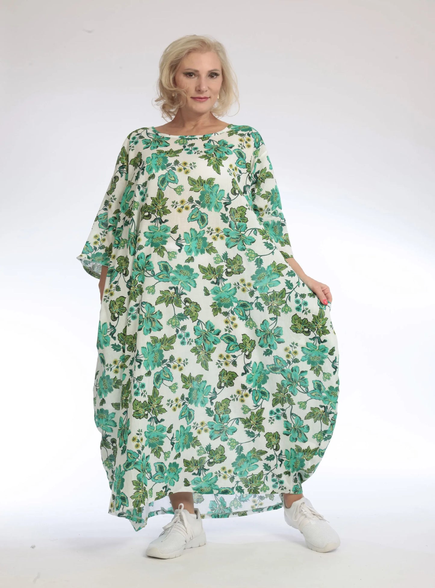 Sommer Kleid in Ballon Form aus leichter Mousseline Qualität, Azure in Grün