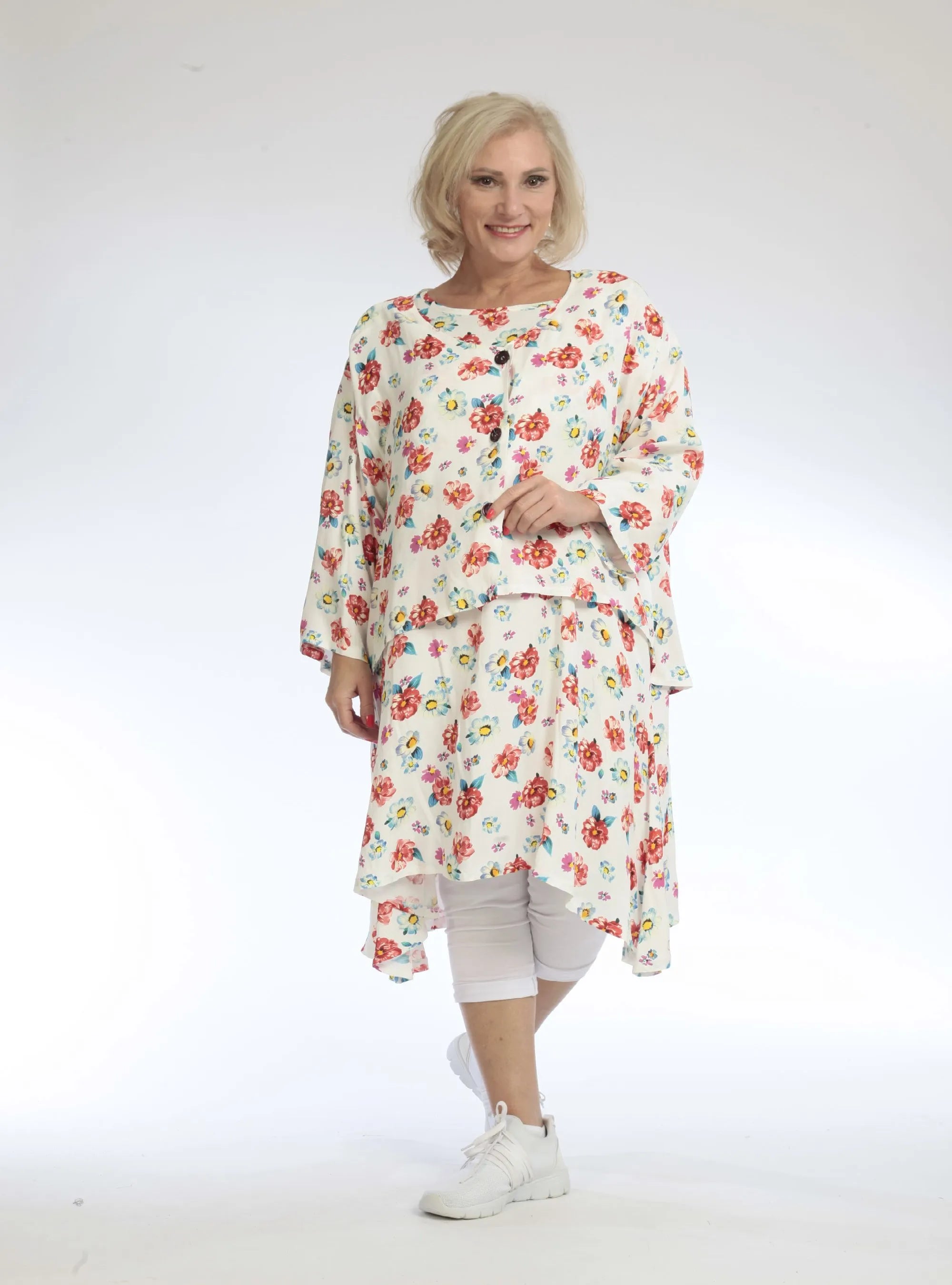 Summer jacket in a mullet shape made of airy poplin quality, Zinnia in red