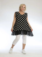 Everyday top in a straight shape made of smooth Slinky quality, Piper in dot blue
