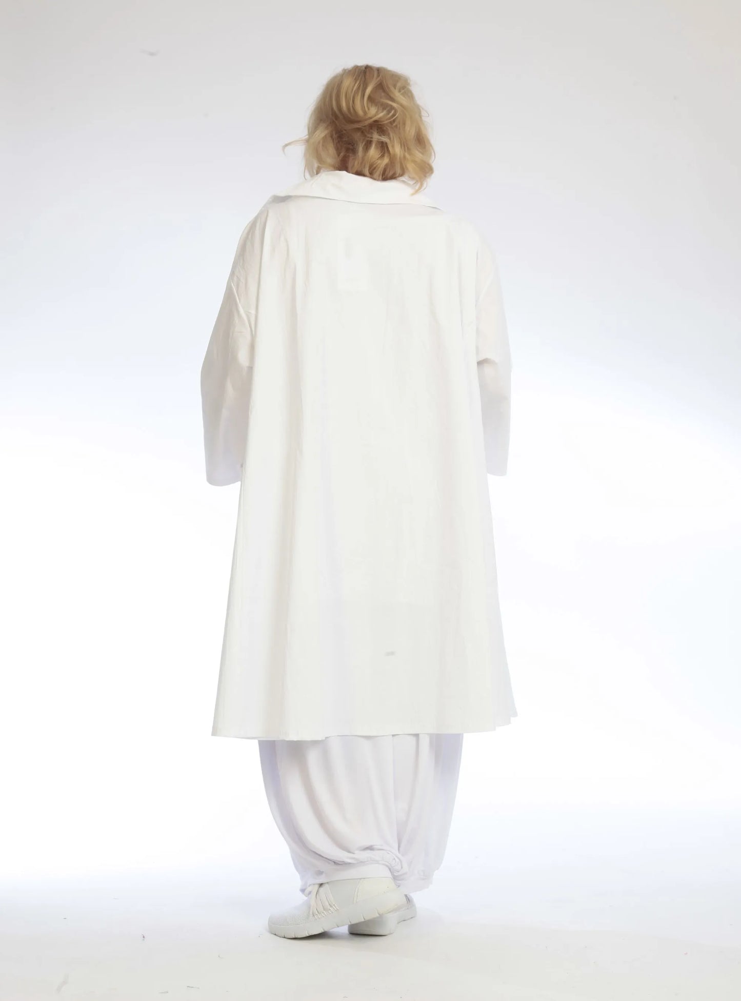 Sommer Bluse in A-Form aus luftiger Popeline Qualität, Hazel in Weiß