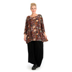 Transition shirt in bell shape made of stretcher jersey quality, Paisly in rust