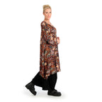 Transitional big shirt in A-shape made of stretcher jersey quality, Paisly in rust