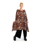 Transitional big shirt in A-shape made of stretcher jersey quality, Paisly in rust