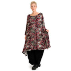 Transitional big shirt in A-shape made of stretcher jersey quality, paisly in red