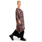 Transitional big shirt in A-shape made of stretcher jersey quality, paisly in red