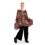 Transitional big shirt in A-shape made of stretcher jersey quality, Paisly in rust