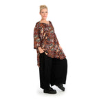 Transitional big shirt in A-shape made of stretcher jersey quality, Paisly in rust
