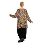 Winter shirt in bell shape made of stretcher jersey quality, maple in purple-yellow-lilac