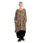 Winter big shirt in balloon shape made of stretcher jersey quality, maple in purple-yellow-lilac