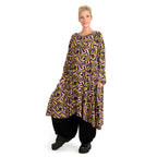 Winter dress in A-shape made of stretcher jersey quality, maple in purple-yellow-lilac