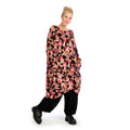 Winter big shirt in balloon shape made of stretcher jersey quality, Luna in black-red-fuchsia