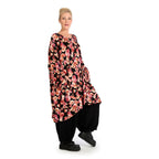 Winter big shirt in balloon shape made of stretcher jersey quality, Luna in black-red-fuchsia