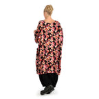 Winter big shirt in balloon shape made of stretcher jersey quality, Luna in black-red-fuchsia