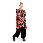 Winter big shirt in A-shape made of stretch jersey quality, Luna in black-red-fuchsia