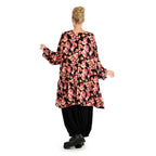 Winter big shirt in A-shape made of stretch jersey quality, Luna in black-red-fuchsia