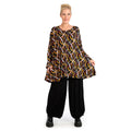 Winter shirt in bell shape made of stretcher jersey quality, Amira in black-yellow-white