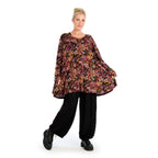 Winter shirt in bell shape made of stretcher jersey quality, Sienna in black-fuchsia-yellow