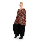 Winter shirt in bell shape made of stretcher jersey quality, Sienna in black-fuchsia-yellow