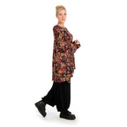 Winter big shirt in A-shape made of stretch jersey quality, Sienna in black-fuchsia-yellow
