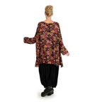 Winter big shirt in A-shape made of stretch jersey quality, Sienna in black-fuchsia-yellow