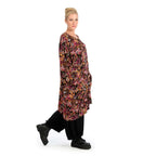 Winter big shirt in balloon shape made of stretcher jersey quality, Sienna in black-fuchsia-yellow