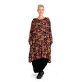 Winter dress in A-shape made of stretch jersey quality, Sienna in black-fuchsia-yellow