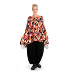 Winter big shirt in A-shape made of stretch jersey quality, Lavina in black-lilac-orange