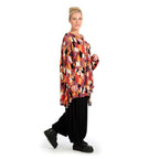 Winter big shirt in A-shape made of stretch jersey quality, Lavina in black-lilac-orange