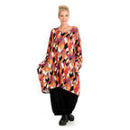 Winter big shirt in balloon shape made of stretcher jersey quality, Lavina in black-lilac-orange