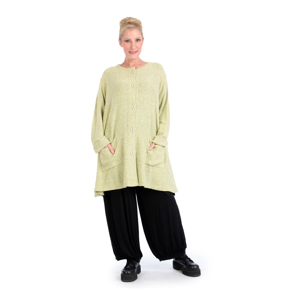 Winter jacket in A-shape made of soft boucle quality, boucle knit in light green