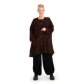 Winter jacket in A-shape made of soft boucle quality, boucle knit in chocolate brown