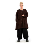 Winter jacket in A-shape made of soft boucle quality, boucle knit in chocolate brown