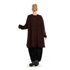 Winter jacket in A-shape made of soft boucle quality, boucle knit in chocolate brown