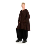 Winter jacket in A-shape made of soft boucle quality, boucle knit in chocolate brown