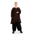 Winter jacket in A-shape made of soft boucle quality, boucle knit in chocolate brown