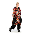 Winter coat in balloon shape made of warm Romanit jersey quality, Makino in red-orange-black