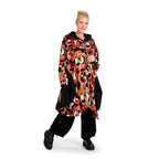Winter coat in balloon shape made of warm Romanit jersey quality, Makino in red-orange-black