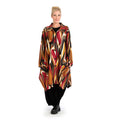 Winter jacket in A-shape made of soft fine knit quality, Aurora in cognac-red-white