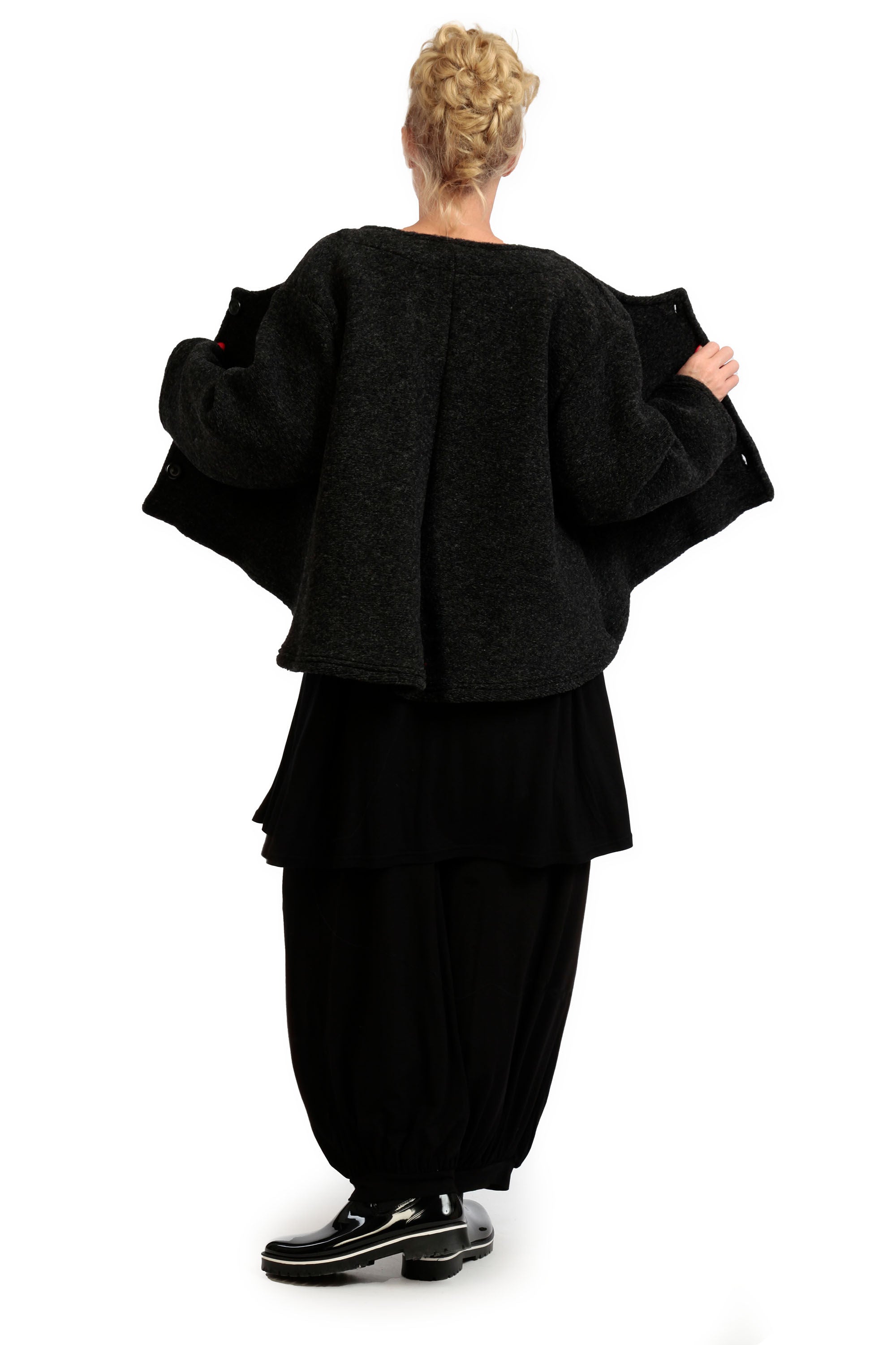 Winter jacket in a rounded shape made of warm wool blend quality, Karina in anthracite