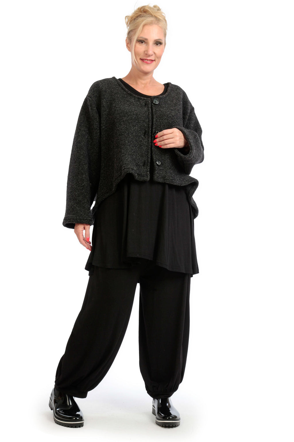 Winter jacket in a rounded shape made of warm wool blend quality, Karina in anthracite