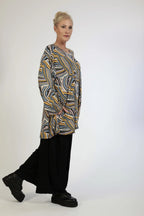 Winter shirt in bell shape made of stretcher jersey quality, Maia in blue-yellow-lilac