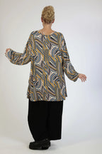 Winter shirt in bell shape made of stretcher jersey quality, Maia in blue-yellow-lilac