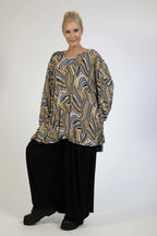 Winter shirt in bell shape made of stretcher jersey quality, Maia in blue-yellow-lilac