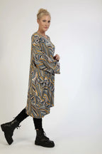 Winter big shirt in balloon shape made of stretcher jersey quality, Maia in blue-yellow-lilac