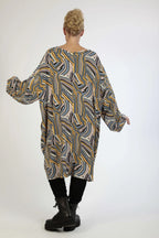 Winter big shirt in balloon shape made of stretcher jersey quality, Maia in blue-yellow-lilac