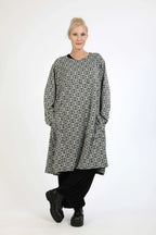 Winter dress in a straight shape made of warm fine knit quality, Lena in gray-black