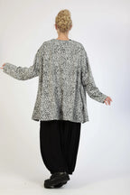 Winter big shirt in A-shape made of warm jacquard quality, Sofia in gray-black